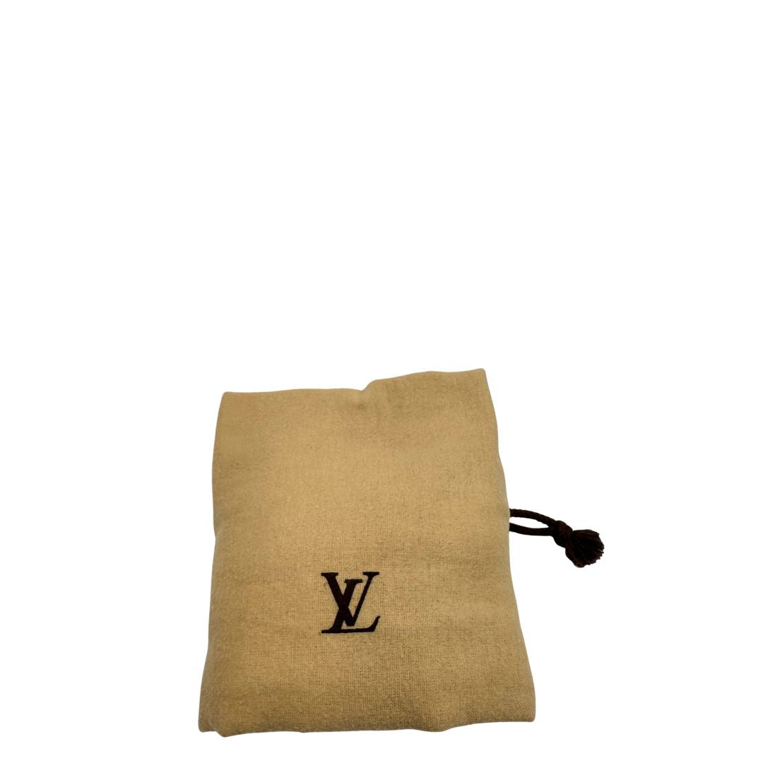 Dustbag, Borsa Louis Vuitton in tela resistente bicolore con motivi floreali coordinati.