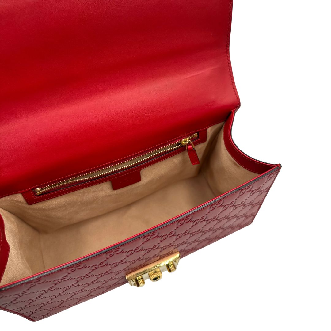 interno Borsa Padlock in pelle GG rossa, di lusso, originale, usata, ottime condizioni.