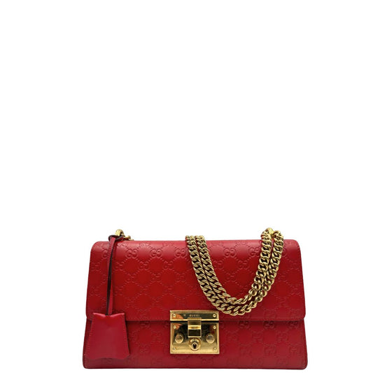 front Borsa Padlock in pelle GG rossa, di lusso, originale, usata, ottime condizioni.