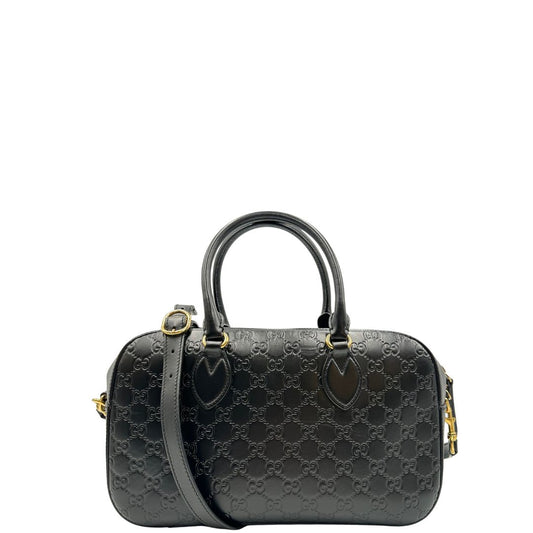 front Bauletto rigido Gucci in pelle nera Guccissima, di lusso, originale, ottime condizioni, usata.