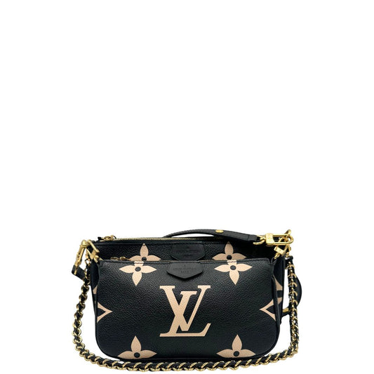 front Borsa LV in pelle monogram empreinte nera e beige, di lusso, eccellenti condizioni, usata.
