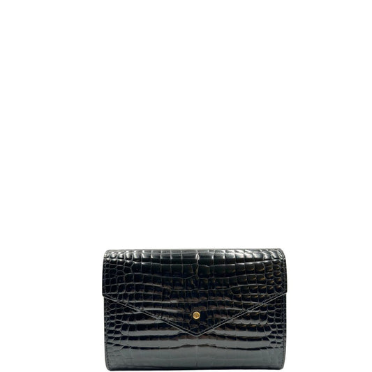 front Marsupio Saint Laurent in pelle cocco nera, di lusso, originale, ottime condizioni, usato.