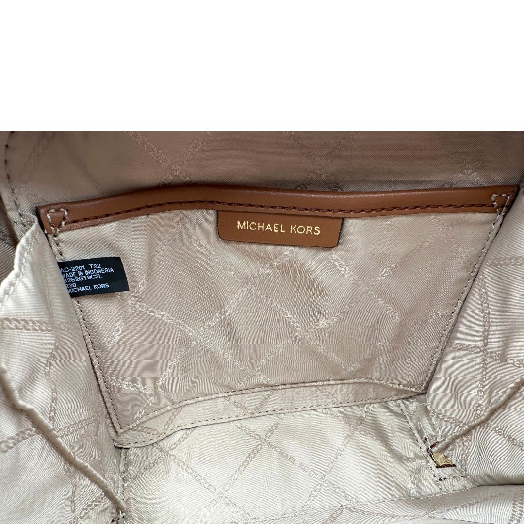 interno Borsa MK strutturata in pelle marrone, di lusso, originale, eccellenti condizioni, usata.