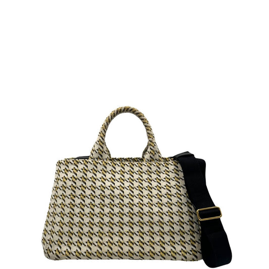 front Borsa Tote Prada in tessuto Jacquard, di lusso, originale, ottime condizioni, usata.
