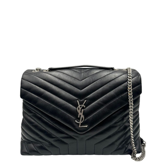 front Borsa Saint Laurent in pelle nera trapuntata nella versione large, di lusso, originale, ottime condizioni, usata.