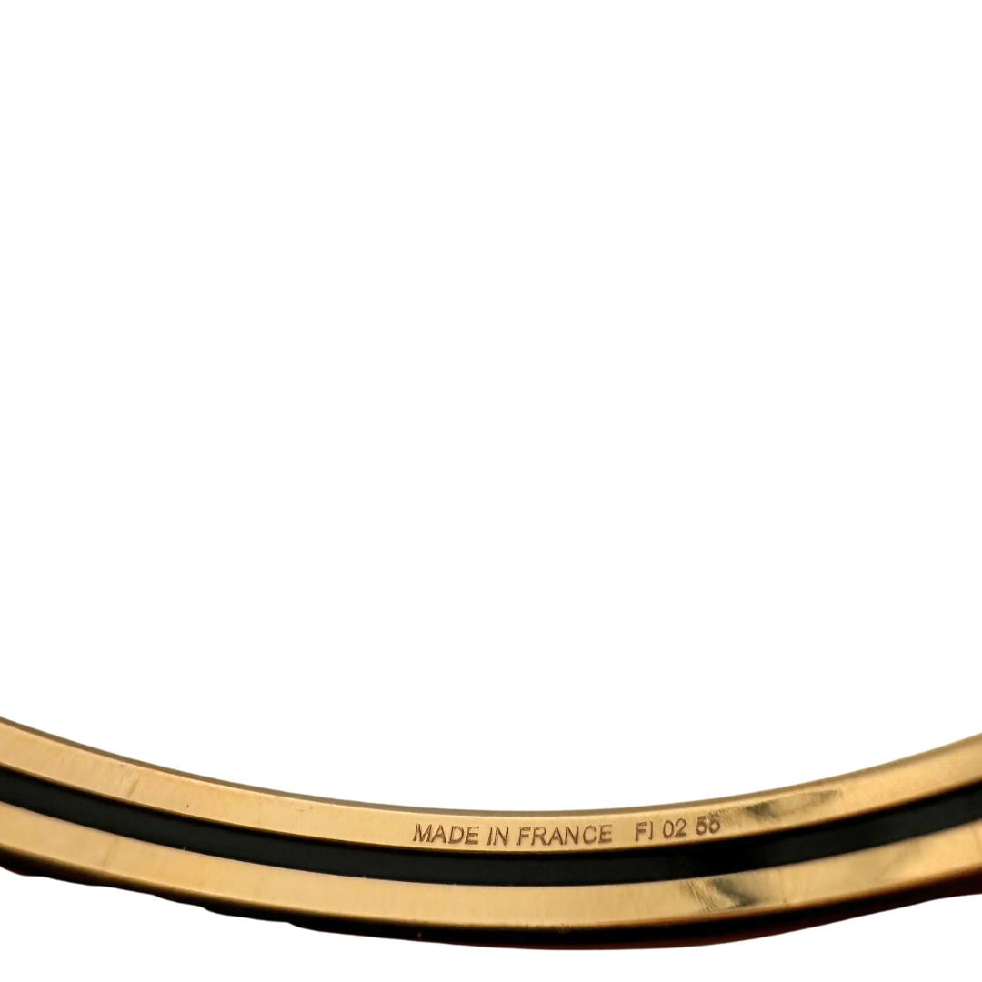 Bracciale Hermès in metallo placcato in oro giallo e smalto arancione, di lusso, originale, eccellenti condizioni, usato.