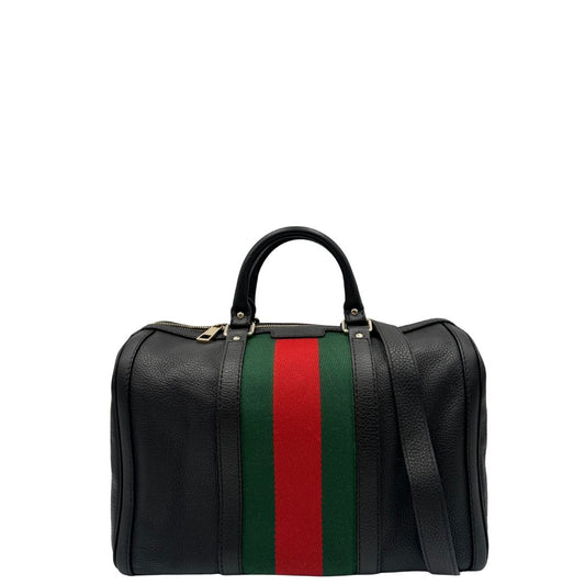 front Bauletto Gucci GG nero con iconica striscia Web verde e rossa, di lusso, originale, eccellenti condizioni, usato