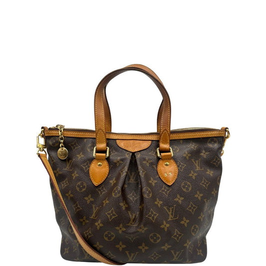 front Borsa LV strutturata in tela monogram e vacchetta naturale, nella misura PM, di lusso, originale, ottime, condizioni, usata.