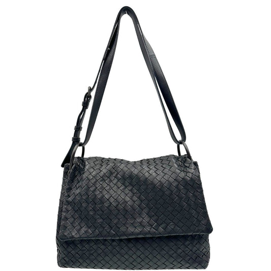 Borsa Bottega Veneta in pelle intrecciata nera, indossabile a spalla o a tracolla, di lusso, originale, ottime condizioni.