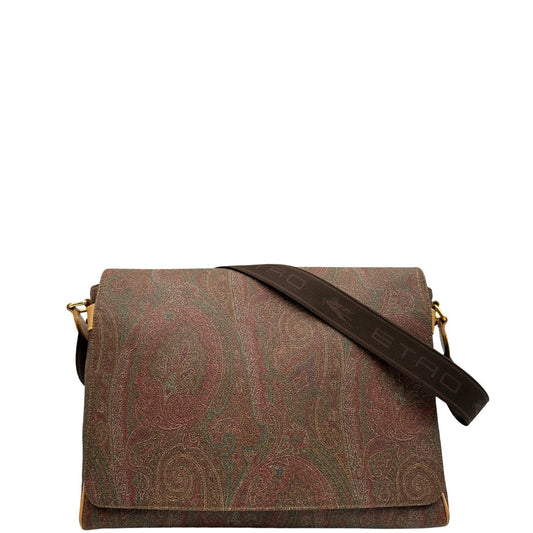 Front, Cartella Etro in canvas trama Paisley, indossabile a tracolla. Originale, usata, di lusso, in ottime condizioni.