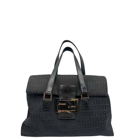 Borsa Fendi nera trama Zucchino, munita di doppi manici, di lusso, originale, ottime condizioni, usata.