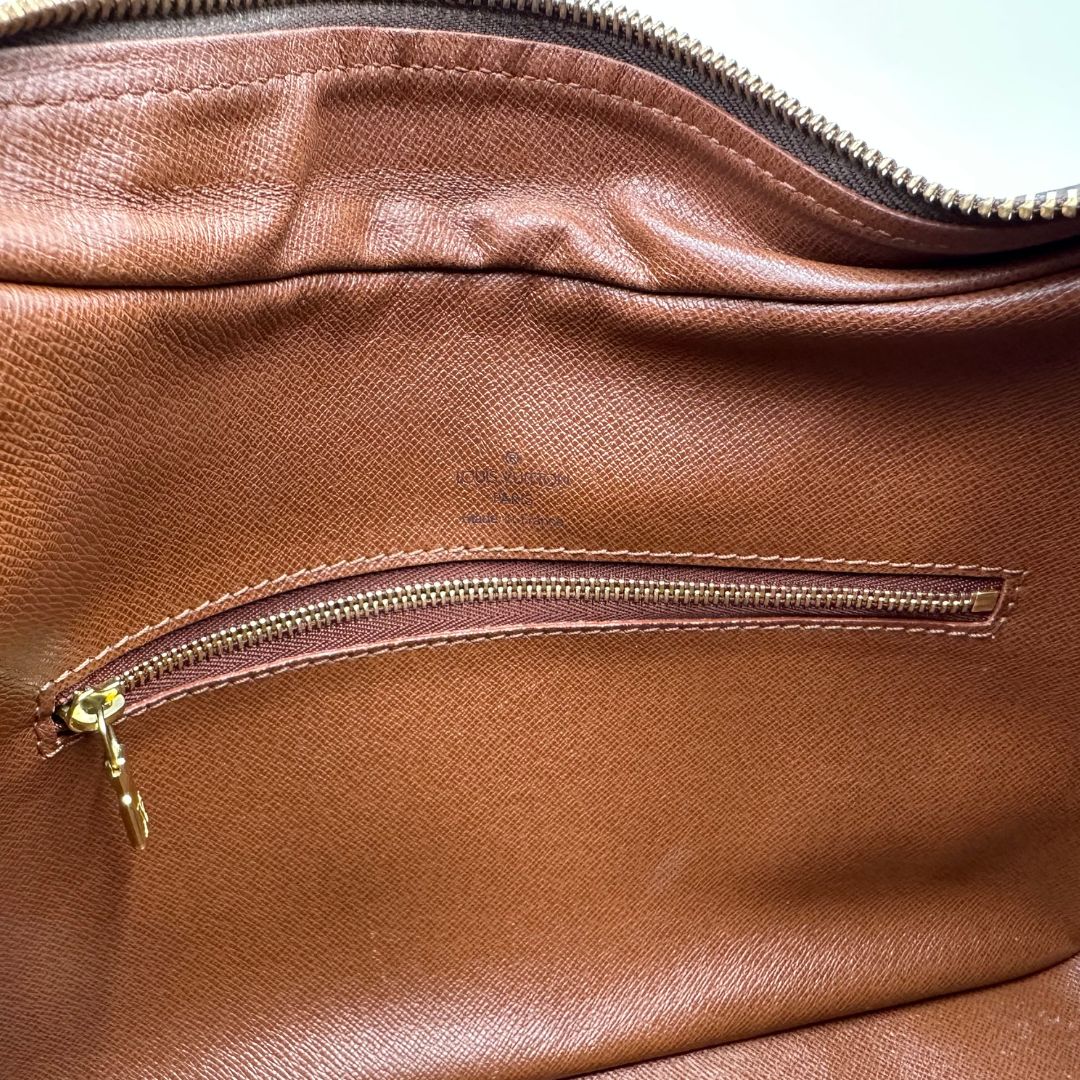 interno Borsa Boulogne LV in canvas marrone monogram nella versione vintage, di lusso, originale, ottime condizioni, usata.