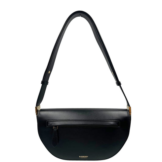 front Borsa Burberry in pelle nera con hardware dorato, puoi portarla comodamente a spalla, di lusso, originale, ottime condizioni, usata.