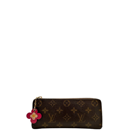 Portafoglio LV Clemence Limited Edition in canvas monogram impreziosito da charm floreale, di lusso, originale.