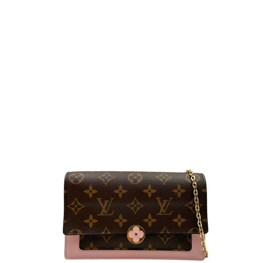 front Borsa LV in canvas monogrammato marrone e hardware dorato con finiture in pelle rosa, di lusso, originale, ottime condizioni, usata
