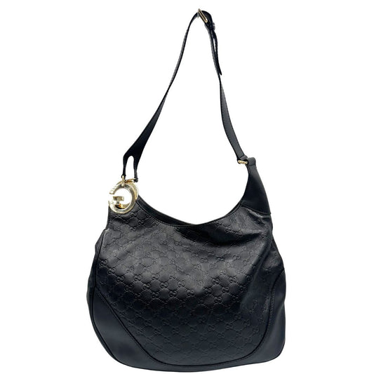 Borsa Gucci in pelle nera trama Guccissima, indossabile a spalla o a tracolla, di lusso, originale, ottime condizioni, usata