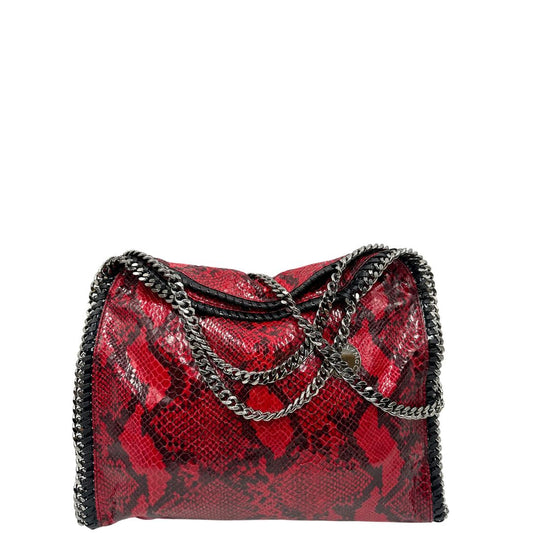 Borsa Stella McCartney modello Fold Over Tote realizzata in ecopelle effetto pitone rosso, di lusso, originale, eccellenti condizioni