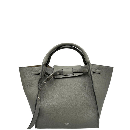 front Borsa Celine Big Bag in pelle martellata grigia con hardware argentato, di lusso, originale, ottime condizioni, usata