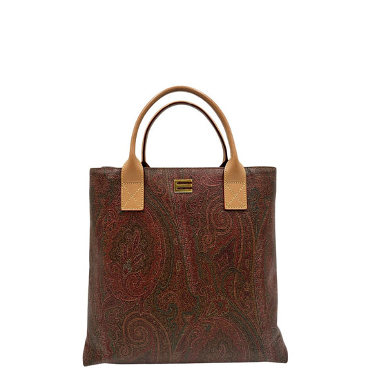 front Borsa Etro in canvas trama Paisley multicolore e finiture in pelle, di lusso, originale, ottime condizioni, usata