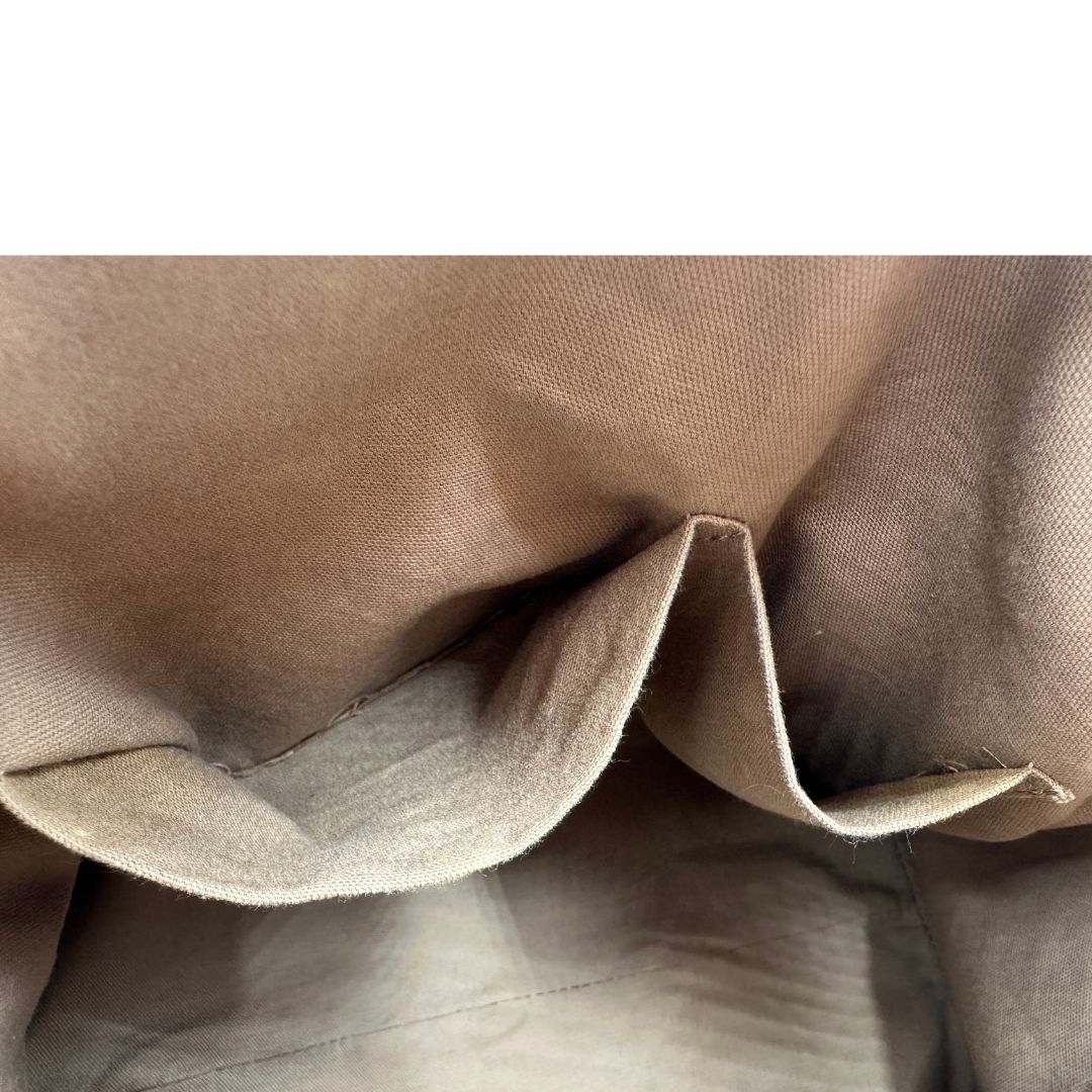 interno Borsa Borbonese in canvas trama occhio di pernice con finiture in pelle marrone, di lusso, originale, ottime condizioni, usata