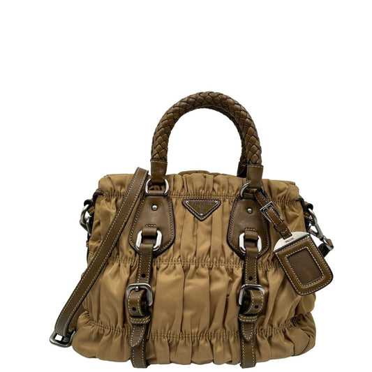 front Borsa Prada in nylon gaufre color cammello