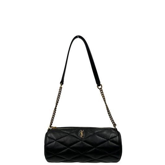 front Borsa Saint Laurent in pelle nera trapuntata, indossabile a spalla, di lusso, originale, ottime condizioni, usata.