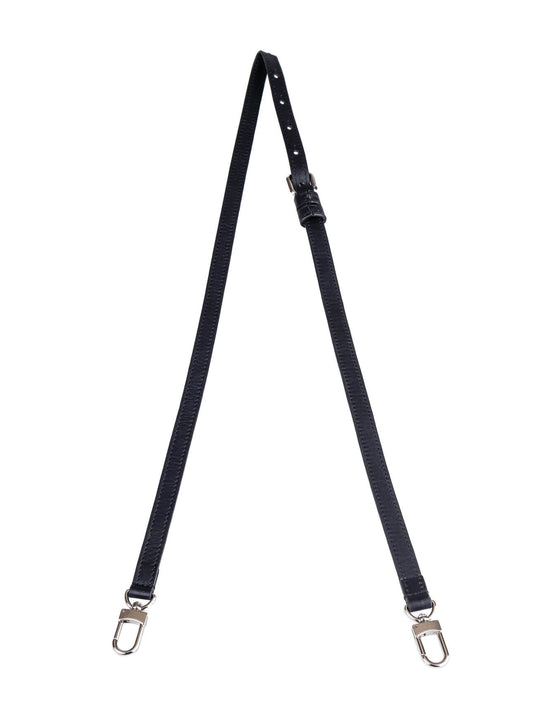 Tracolla amovibile in pelle nera con hardware argentato
