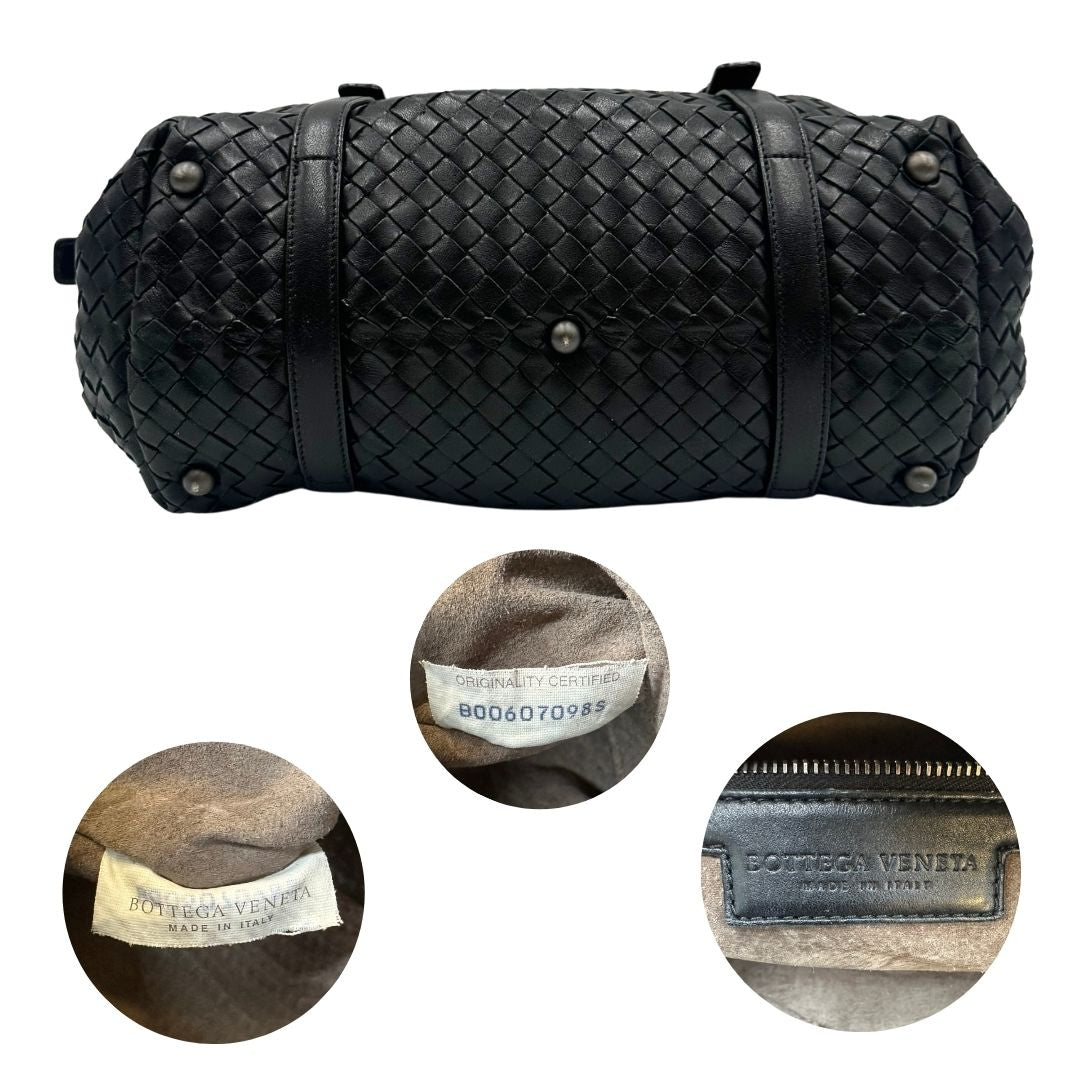  Borsa Bottega Veneta Montaigne in pelle trama intreccio nera, indossabile a spalla, di lusso, originale, ottime condizioni, usata