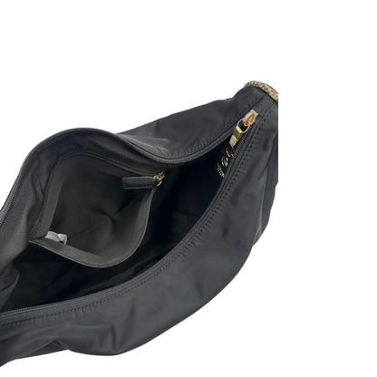 Interno, Borsa Borbonese nera con finiture in pelle tono su tono e profili trama occhio di pernice, di lusso, originale, ottime condizioni, usata