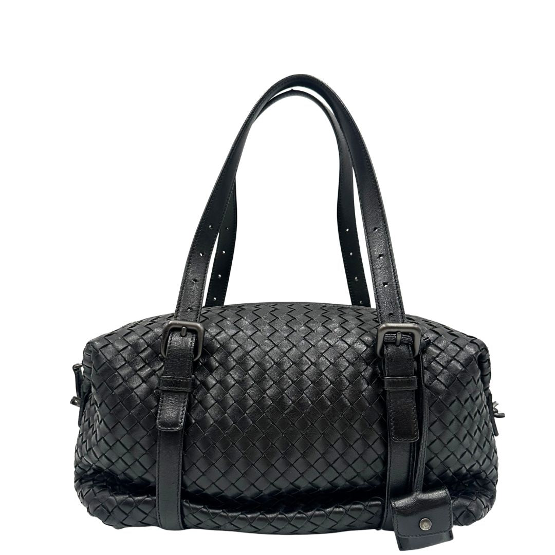  Borsa Bottega Veneta Montaigne in pelle trama intreccio nera, indossabile a spalla, di lusso, originale, ottime condizioni, usata