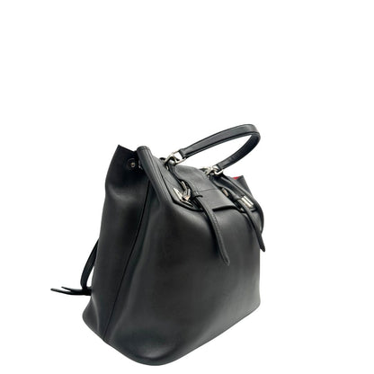 Laterale, Borsa Prada 2Way in pelle nera con hardware argentato, di lusso, originale, ottime condizioni, usat
