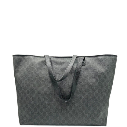 retro Borsa Gucci in canvas GG antracite con finiture in pelle martellata; munita di doppi manici, indossabile a spalla. Completa di dustbag, di lusso, originale, ottime condizioni. 