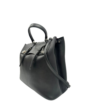 Laterale, Borsa Prada 2Way in pelle nera con hardware argentato, di lusso, originale, ottime condizioni, usat