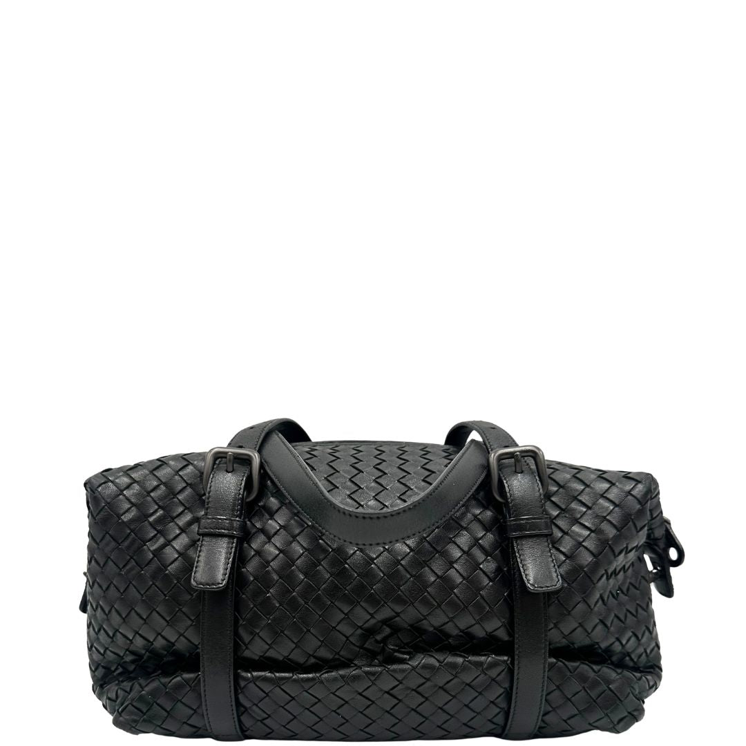  Borsa Bottega Veneta Montaigne in pelle trama intreccio nera, indossabile a spalla, di lusso, originale, ottime condizioni, usata