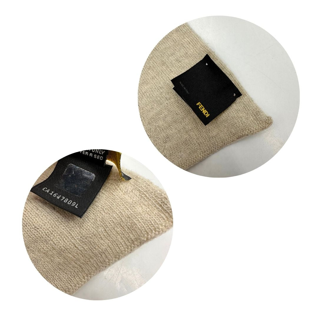 Set combinato con sciarpa e cappello Fendi entrambi in Lana color beige. Originale, usati, di lusso, in ottime condizioni.