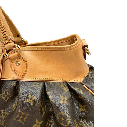 Borsa LV Trouville in tela monogram e vacchetta naturale. Originale, usata, di lusso, in ottime condizioni.