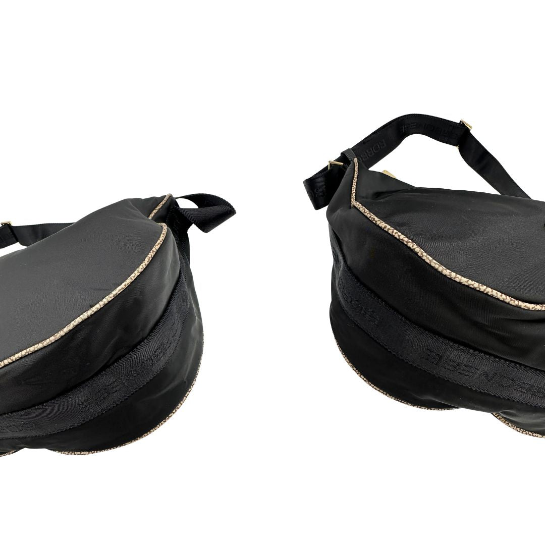 Angoli, Borsa Borbonese nera con finiture in pelle tono su tono e profili trama occhio di pernice, di lusso, originale, ottime condizioni, usata