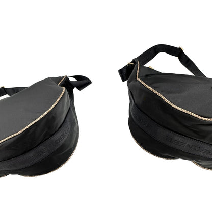 Angoli, Borsa Borbonese nera con finiture in pelle tono su tono e profili trama occhio di pernice, di lusso, originale, ottime condizioni, usata