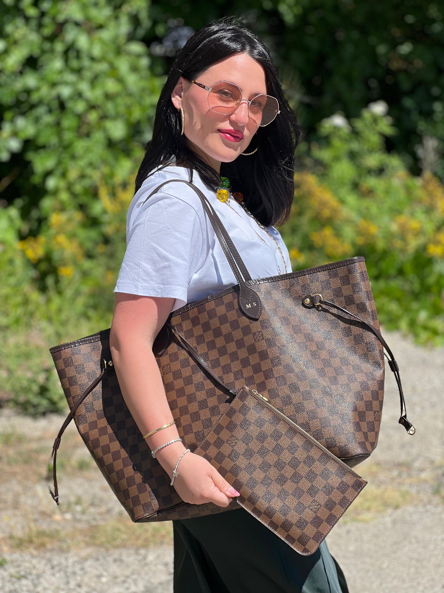 Neverfull GM Damier Ébène LV personalizzata