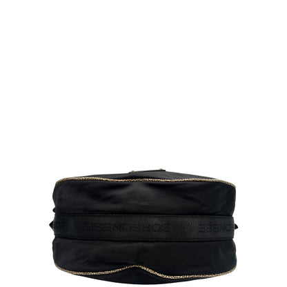 Base, Borsa Borbonese nera con finiture in pelle tono su tono e profili trama occhio di pernice, di lusso, originale, ottime condizioni, usata