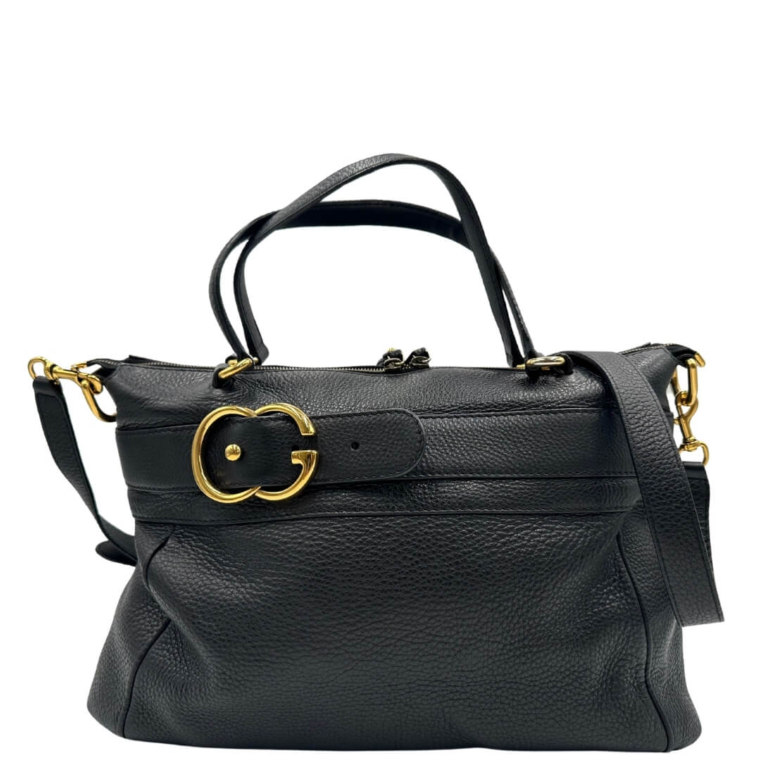 Shopper Gucci nera in pelle martellata, originale, di lusso, usato.