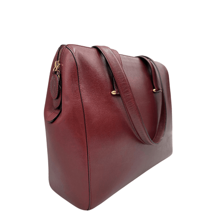 Borsa a spalla Cartier in pelle bordeaux. Borse di lusso originali, usate