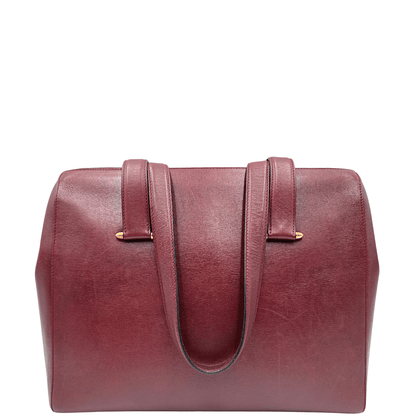 Borsa a spalla Cartier in pelle bordeaux. Borse di lusso originali, usate