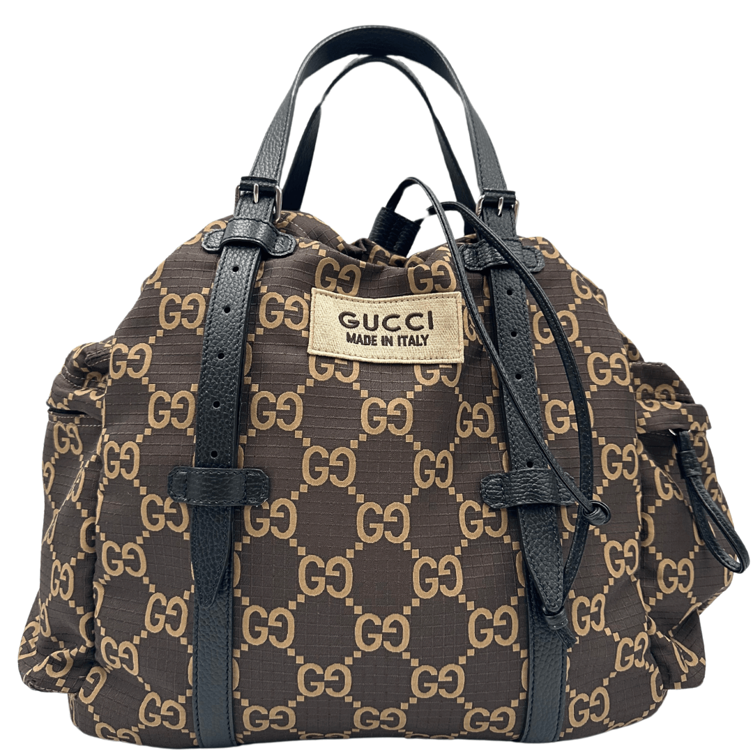 borsone gucci doppia g in tessuto marrone. Maxi tote usata originale ed in condizioni eccellenti