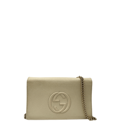 Foto wallet on chain Gucci in pelle beige avorio. Borse di lusso usate