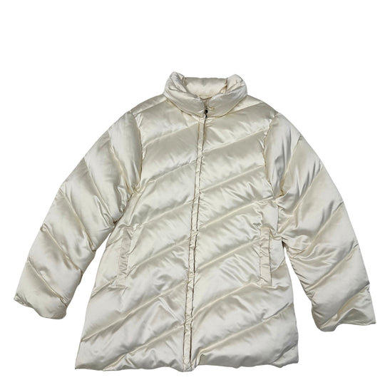 Giubbino Moncler in 100% poliestere bianco con chiusura a cerniera e doppie tasche laterali. Originale, usato, condizioni ottime. 