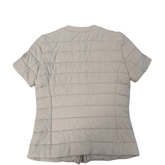 Retro Piumino Peuterey a maniche corte in 100% poliammide rosa baby, chiusura e doppie tasche laterali con cerniera. Originale, usato, in condizioni ottime. 