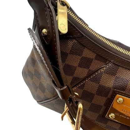 Borsa Louis Vuitton Thames in canvas Damier Ébène con finiture in pelle testa di moro e parti metalliche dorate. Originale usato, in condizioni ottime. 