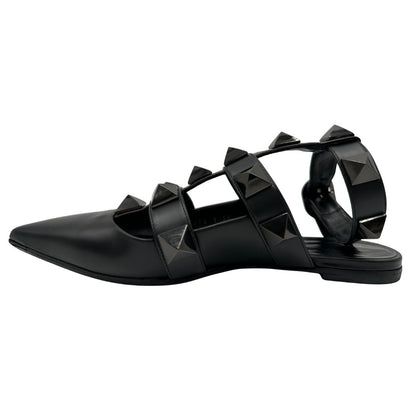 Laerali Ballerine Valentino Garavani in pelle nera impreziosite da iconiche borchie effeto renio.