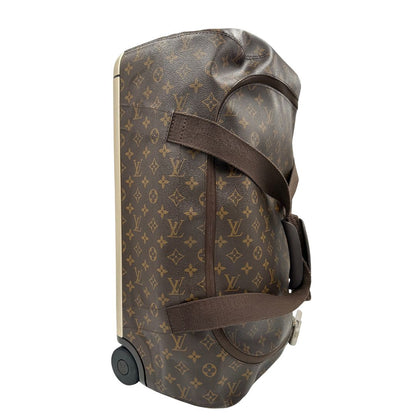 Borsone Louis Vuitton Horizon Soft Duffle 55 in canvas marrone monogram con dettagli in vacchetta naturale e parti metalliche argentate. Munito di doppi manici in tessuto e un manico singolo in vacchetta. Completo di dustbag. Originale, usato, in condizioni ottime. 